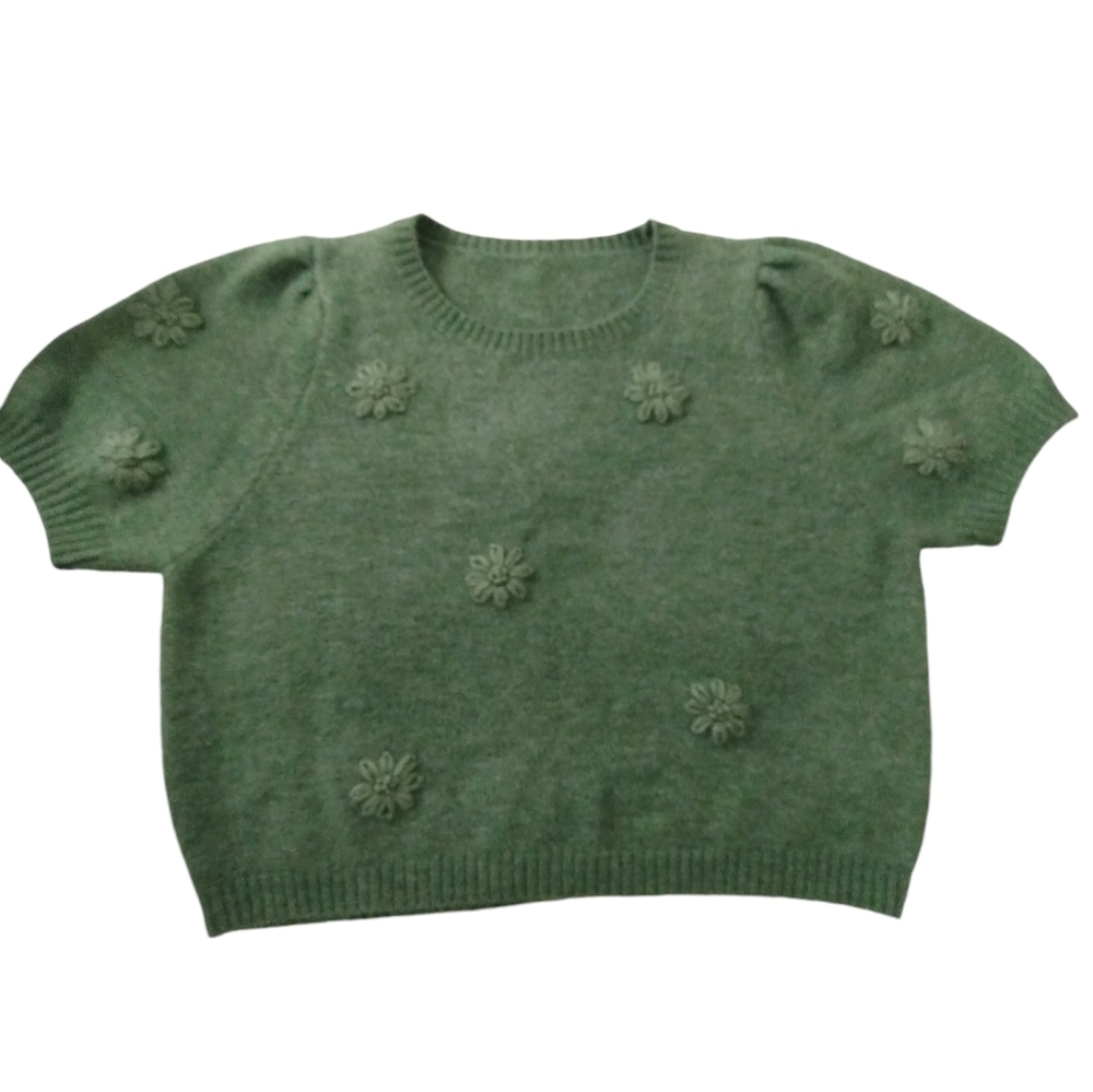 Wool Women's Size XL Floral Knit 3D Preppy Casual Cottagecore Goblincore Sweater